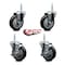 Service Caster 4 Inch Black Polyurethane Wheel Swivel 58 Inch Threaded Stem Caster Set 2 Brakes SCC SCC-TS20S414-PPUB-BLK-58212-2-TLB-2 - alternate 3